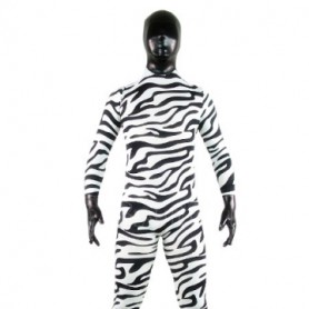 Black And White Zebra Patern Shiny Catsuit Metallic Party Catsuit Lycra Spandex lycra Zentai Suit