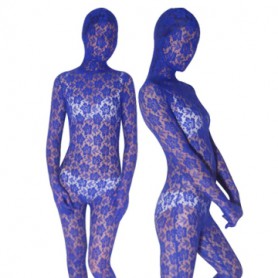 Blue Transparent Velvet Unisex Suit