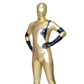 Gold And Black Shiny Catsuit Metallic Party Catsuit Unisex Suit