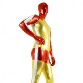 Gold And Red Shiny Catsuit Metallic Party Catsuit Zentai Suit