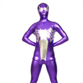 Purple And Silver Shiny Catsuit Metallic Party Catsuit Zentai Suit