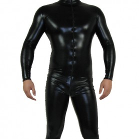 Black Shiny Catsuit Metallic Party Catsuit Catsuit Party Costume