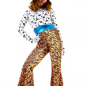 Lycra Spandex lycra Black Dots Shirt and Leopard Stripe Trousers