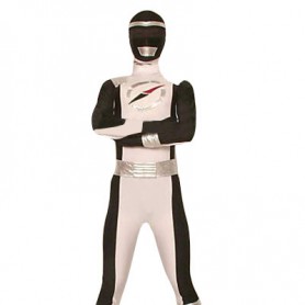 Black And White GouGou Senta Lycra Shiny Catsuit Metallic Party Catsuit Super Hero Costume