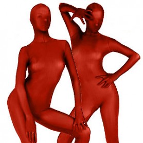 Red Lycra Silk Zentai Catsuit Party Fullbody Tights