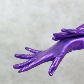 ZENTAI Purple Shiny Catsuit Metallic Party Catsuit Gloves