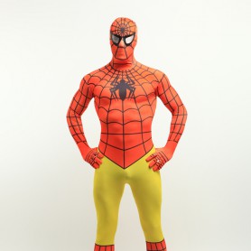 Orange and Yellow Spiderman Super Hero Fullbody Zentai Spandex lycra Holiday Party Unisex Lycra Morph lycra Zentai Suit