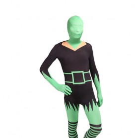 Black and Green Elf Fullbody Zentai Halloween Spandex lycra Holiday Party Unisex Cosplay Zentai Suit