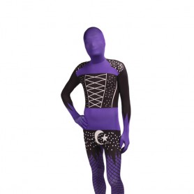 Black and Purple Fullbody Zentai Halloween Spandex lycra Holiday Party Unisex Cosplay Zentai Suit