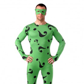 Green Question Mark Fullbody Zentai Halloween Spandex lycra Holiday Party Unisex Cosplay Zentai Suit