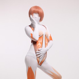 Orange and White Halloween Fullbody Zentai Spandex lycra Holiday Party Unisex Cosplay Zentai Suit