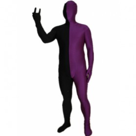 Black and Purple Split Halloween Holiday Party Cosplay Unisex Lycra Spandex lycra Zentai Suit