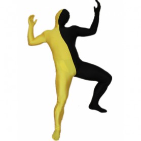 Black and Yellow Split Halloween Holiday Party Cosplay Unisex Lycra Spandex lycra Zentai Suit