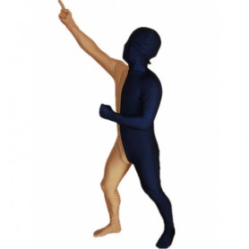 Deep Blue and Flesh Color Split Halloween Holiday Party Cosplay Unisex Lycra Spandex lycra Zentai Suit