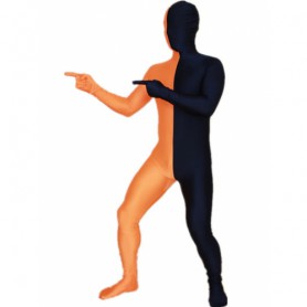 Deep Blue and Orange Split Halloween Holiday Party Cosplay Unisex Lycra Spandex lycra Zentai Suit
