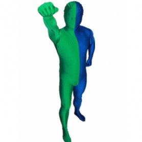 Green and Deep Blue  Christmas Split Halloween Holiday Party Cosplay Unisex Lycra Spandex lycra Zentai Suit