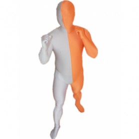 Light Grey and Orange Split Halloween Holiday Party Cosplay Unisex Lycra Spandex lycra Zentai Suit