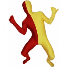 Red and Yellow Split Halloween Holiday Party Cosplay Unisex Lycra Spandex lycra Zentai Suit