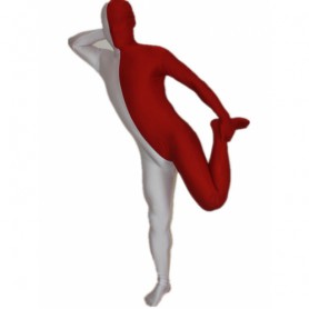 White and Red Split Halloween Holiday Party Cosplay Unisex Lycra Spandex lycra Zentai Suit