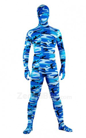Fullbody Zentai Blue Camouflage Pattern Zentai suit