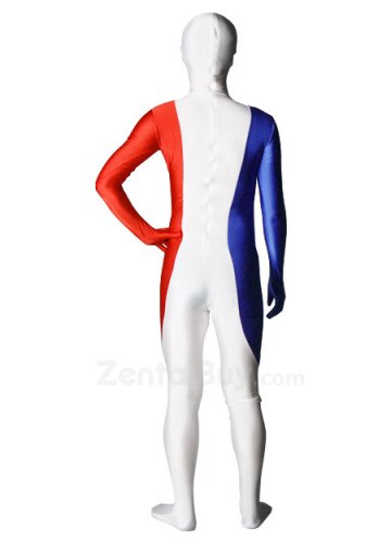 Pattern of French Flag Unisex Lycra Zentai Suit