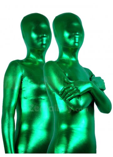 Cool Green Shiny Catsuit Metallic Party Catsuit Unisex Suit