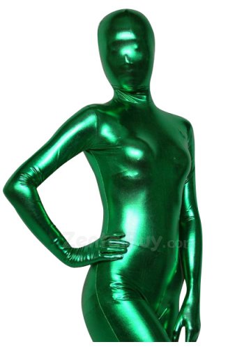 Green Shiny Catsuit Metallic Party Catsuit Zentai Suit