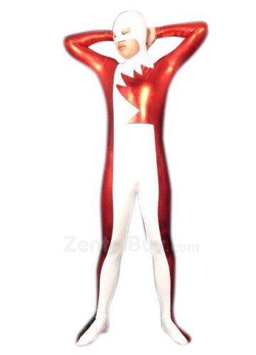 Red And White Shiny Catsuit Metallic Party Catsuit Unisex Suit