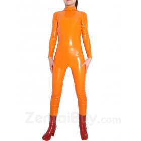 Orange Shiny PVC Catsuit Party