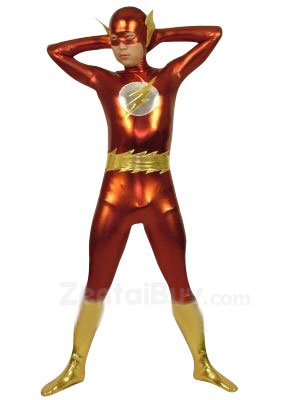 Flash Shiny Catsuit Metallic Party Catsuit Super Hero Costume