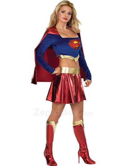 Super Girl Lycra Shiny Catsuit Metallic Party Catsuit Super Hero Costume