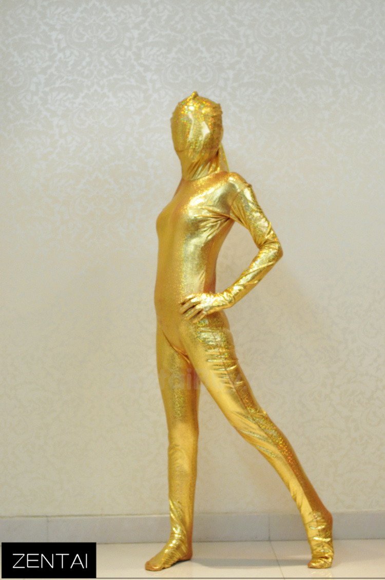 Girly Stage Performance Clothing Golden Coat Fullbody Tights Zentai Suit