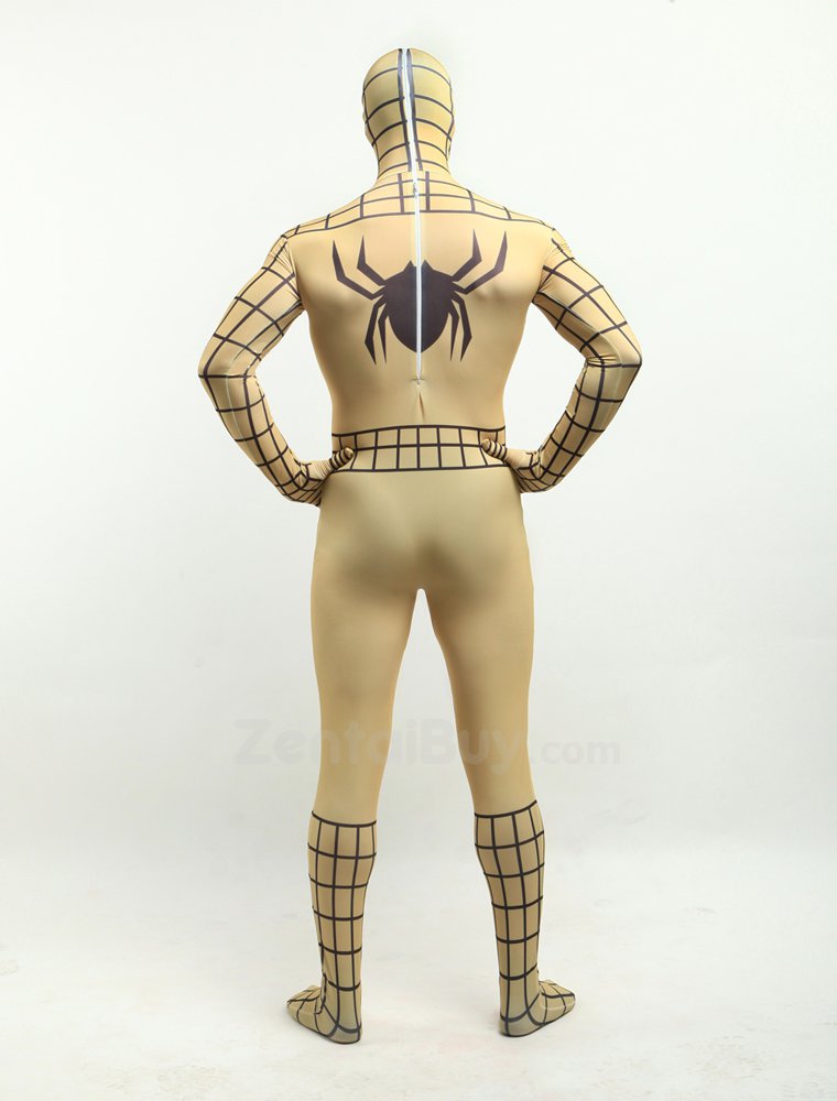 Adobe Brown Spiderman Super Hero Halloween Fullbody Zentai Spandex lycra Holiday Party Unisex Lycra Morph lycra Zentai Suit