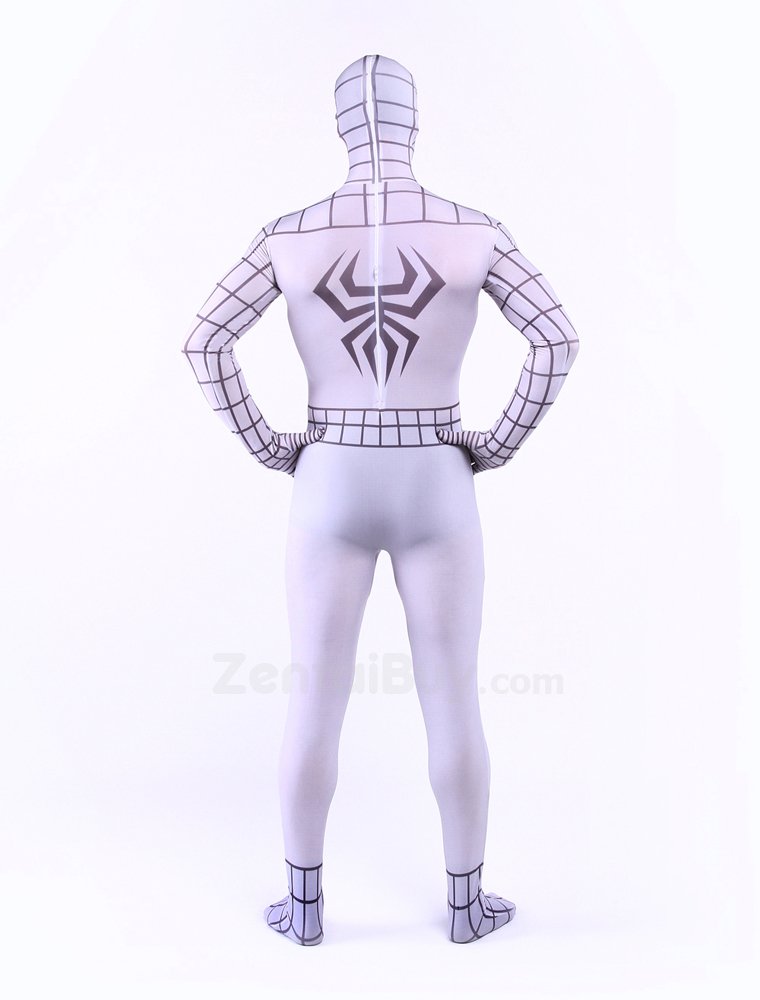 White Spiderman Super Hero Halloween Fullbody Zentai Spandex lycra Holiday Party Unisex Lycra Morph lycra Zentai Suit