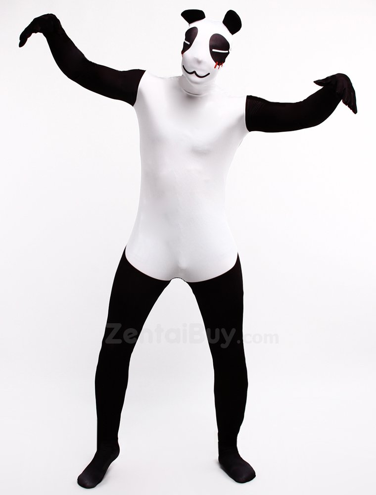 Balck and White Panda Cartoon Fullbody Zentai Halloween Spandex lycra Holiday Party Unisex Cosplay Zentai Suit