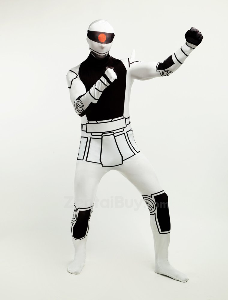 Black and White Robot Halloween Fullbody Zentai Spandex lycra Holiday Party Unisex Lycra Morph lycra Zentai Suit