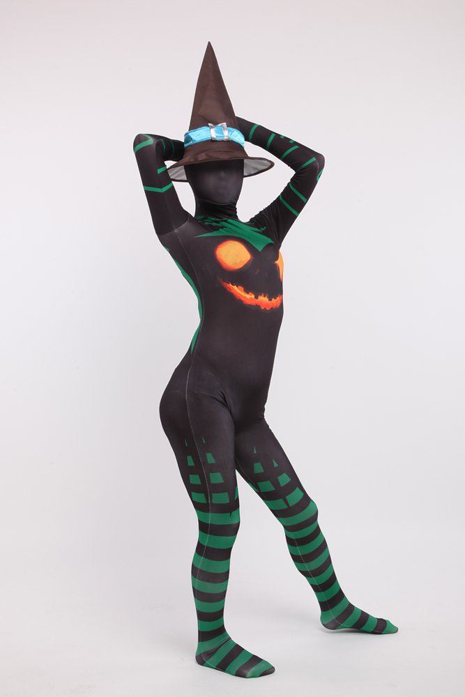 Halloween Witch Unisex Fullbody Zentai Spandex lycra Holiday Party Unisex Cosplay Zentai Suit
