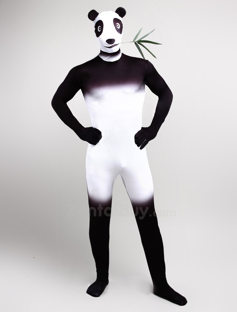 Panda Cartoon Fullbody Zentai Halloween Spandex lycra Holiday Party Unisex Cosplay Zentai Suit