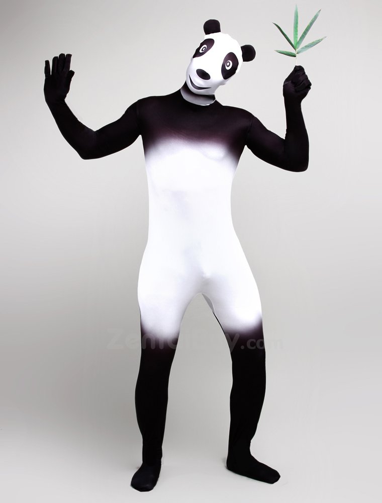 Panda Cartoon Fullbody Zentai Halloween Spandex lycra Holiday Party Unisex Cosplay Zentai Suit