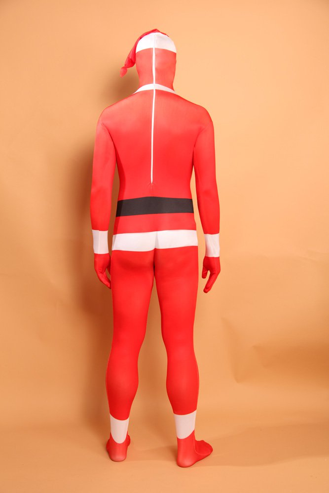 Red Christmas Sata Clause Halloween Fullbody Zentai Spandex lycra Holiday Party Unisex Lycra Morph lycra Zentai Suit
