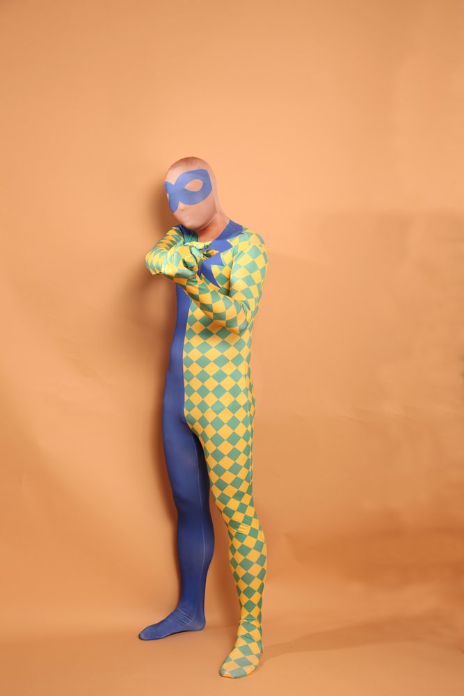 Split Color Fullbody Zentai Halloween Spandex lycra Holiday Party Unisex Cosplay Zentai Suit