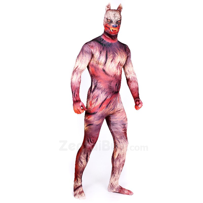 Werewolf Fullbody Zentai Halloween Spandex lycra Holiday Party Unisex Cosplay Zentai Suit