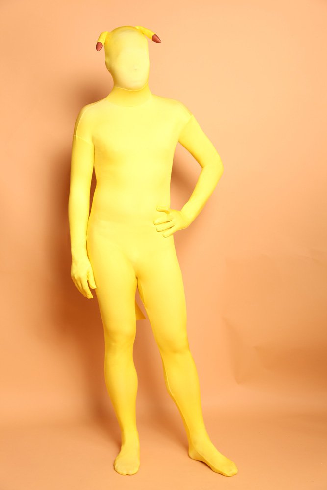 Yellow Pikachu Cartoon Fullbody Zentai Halloween Spandex lycra Holiday Party Unisex Cosplay Zentai Suit