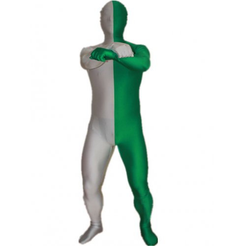 White and Green Split Halloween Holiday Party Cosplay Unisex Lycra Spandex lycra Zentai Suit