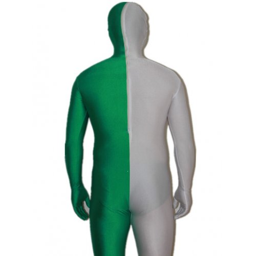 White and Green Split Halloween Holiday Party Cosplay Unisex Lycra Spandex lycra Zentai Suit